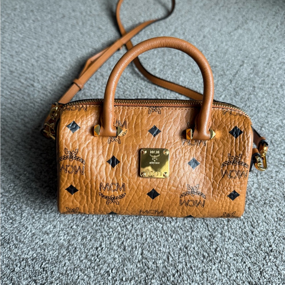 MCM Cognac Visetos Crossbody Bag